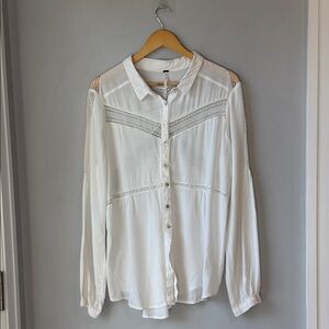Free People Wild Wind Lacey Tunic Blouse Lagenlook White